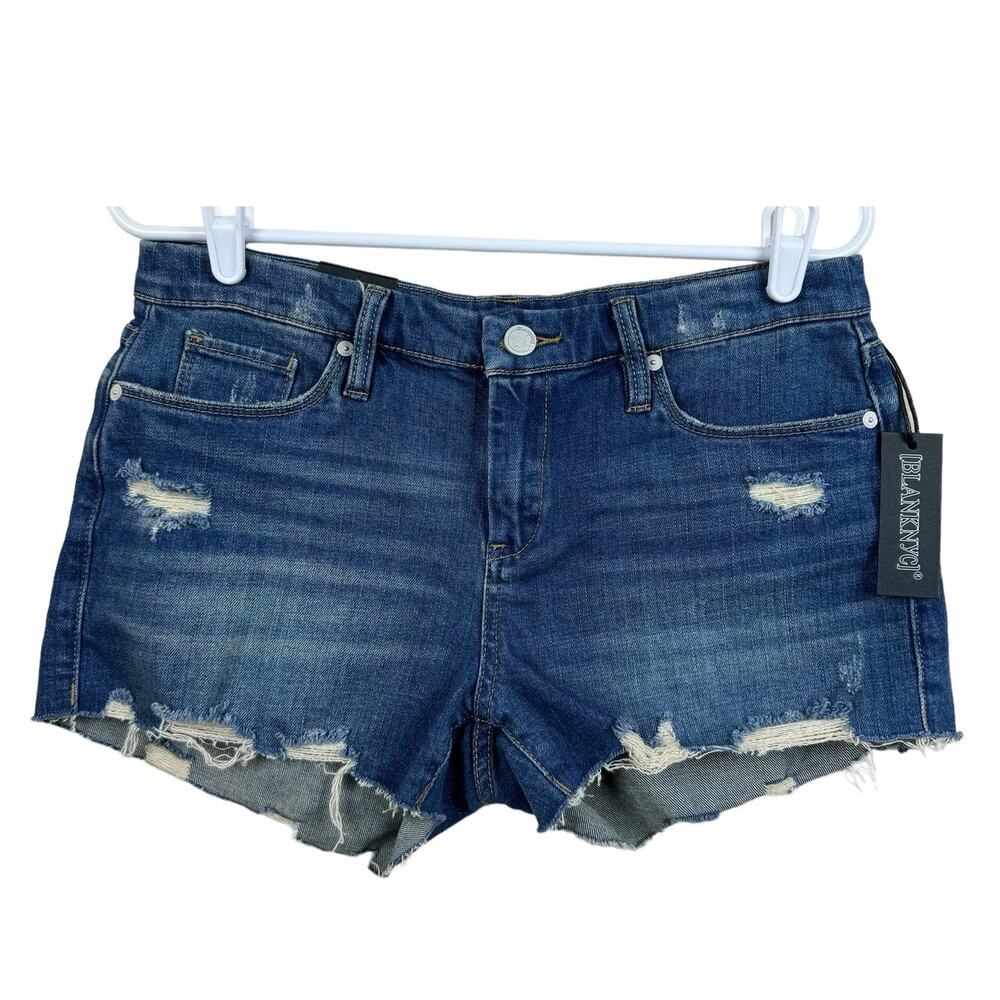 Women's BLANKNYC Blue Distressed The Astor‎ Cut-Off Short Ripped Denim Short 28